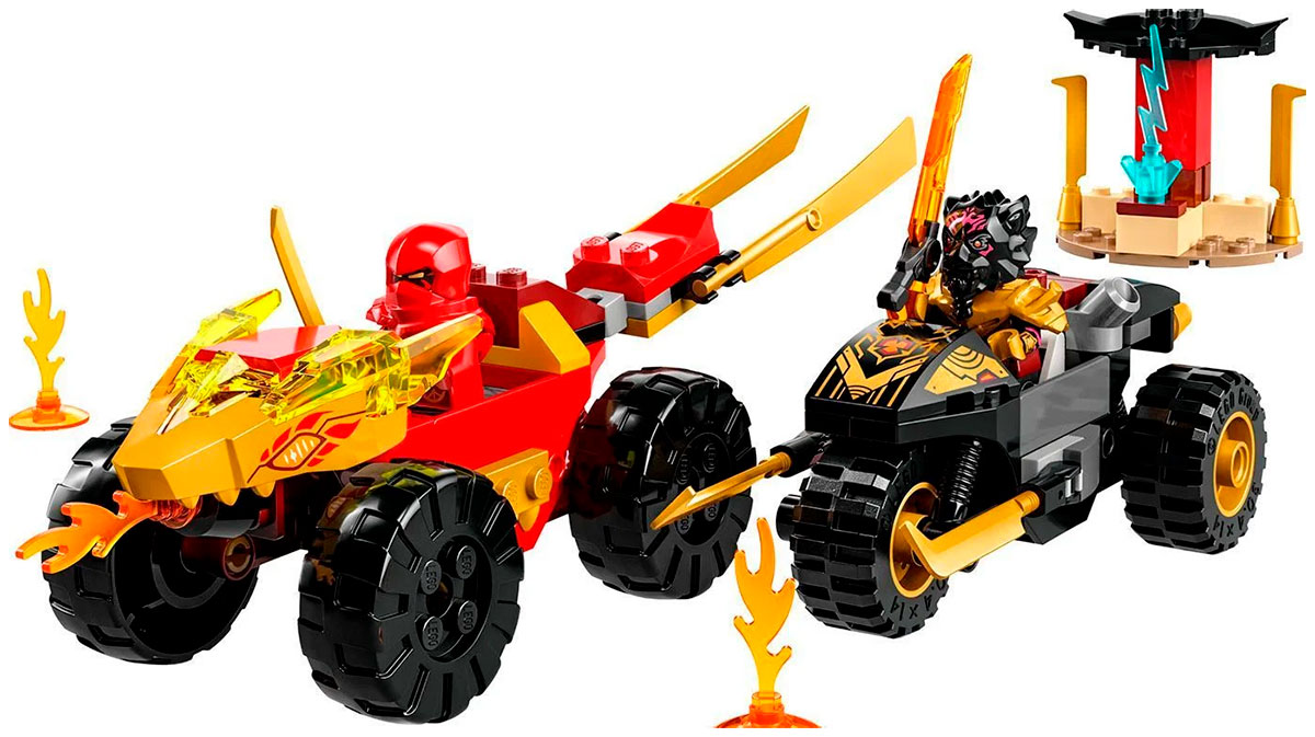 Изображение товара Конструктор Lego Ninjago, Кай и Рас: Битва на машине и мотоцикле (71789)