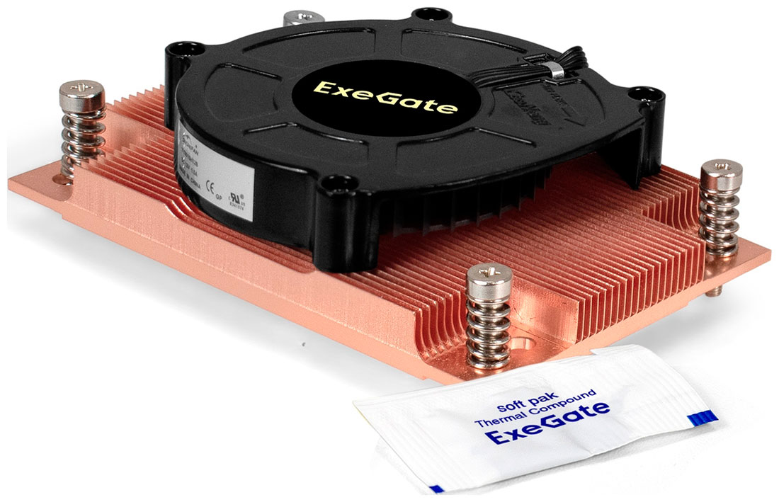 Изображение товара Кулер для процессора ExeGate ESNK-P0062AP4v2.PWM.1U.SP3.Cu (EX297634RUS)