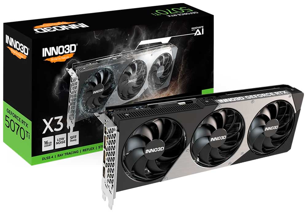 Изображение товара Видеокарта INNO3D GeForce RTX 5070 Ti X3 16Gb (N507T3-16D7-176068N)