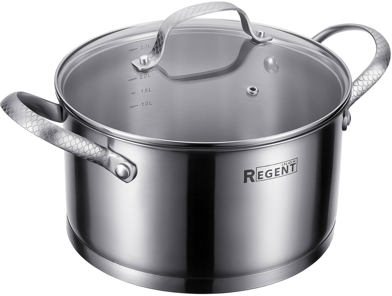 Изображение товара Кастрюля индукционная со стеклянной крышкой Regent Inox Linea Sirena, 3.4 л, металлик (65-0320)