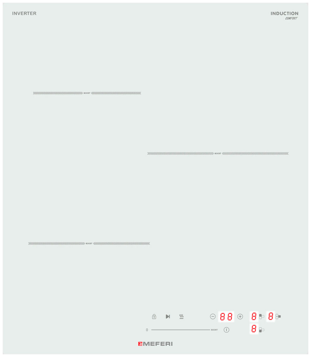 Изображение товара Индукционная варочная панель Meferi MIH453WH COMFORT с 3 конфорками