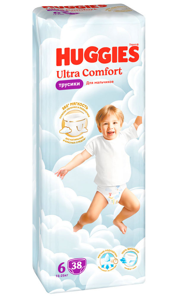 Изображение товара Трусики-подгузники Huggies Ultra Comfort 6, 15-25 кг, 38 шт, Для мальчиков