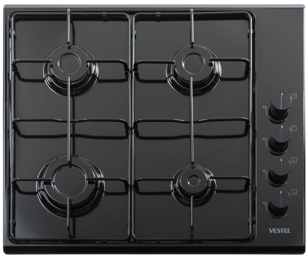 Изображение товара Газовая варочная панель Vestel HVG604B0 4 конфорки, эмалированные решетки, газ-контроль