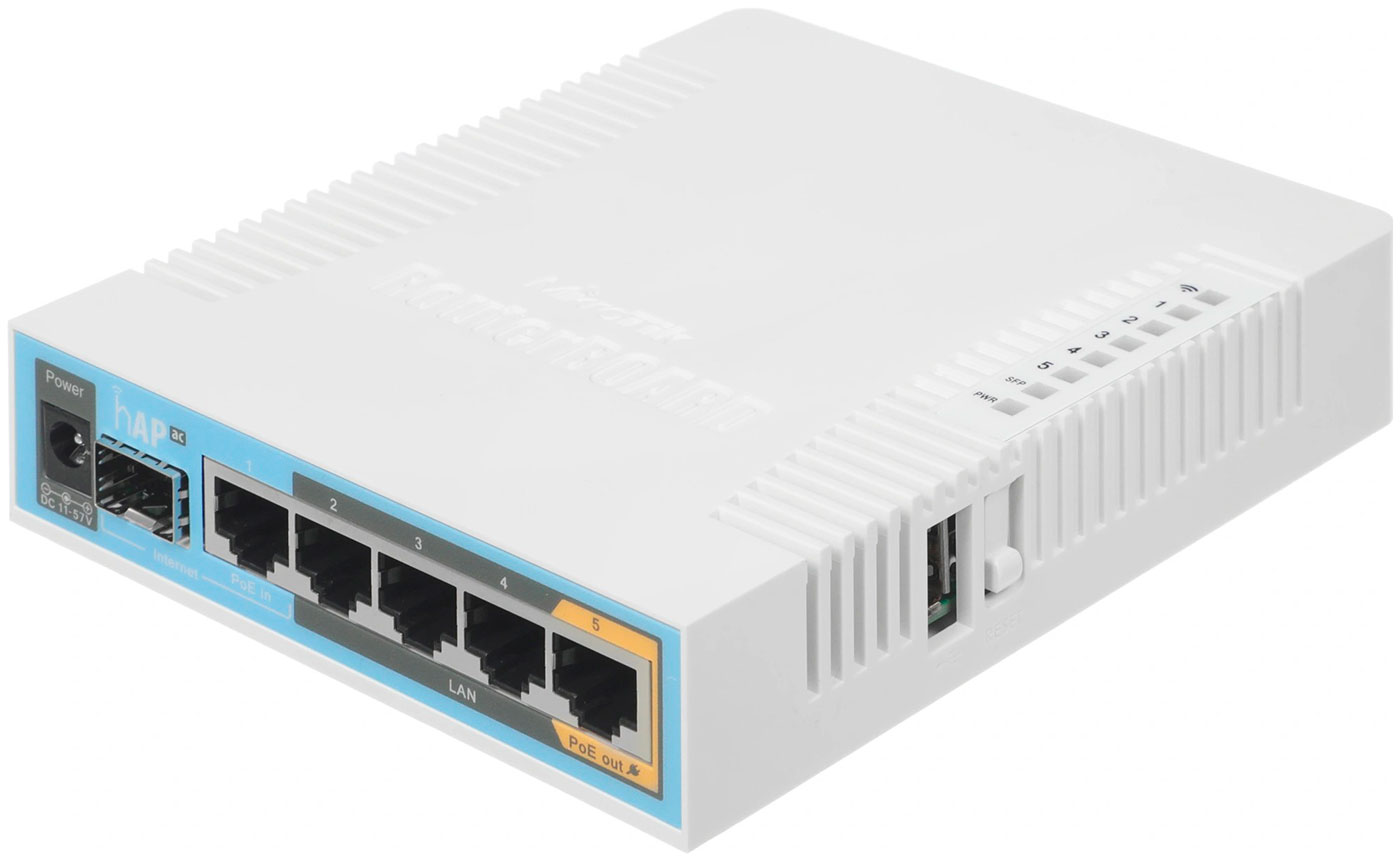 Изображение товара Маршрутизатор MikroTik hAP ac, AC1750, 5*10/100/1000 LAN, 1*SFP, USB (RB962UiGS-5HacT2HnT)