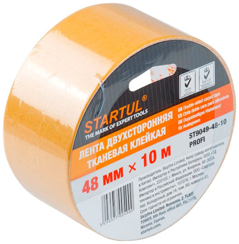 Изображение товара Лента двухсторонняя тканевая клейкая Startul PROFI 48мм х 10м (ST9049-48-10) Изображение товара Лента двухсторонняя тканевая клейкая Startul PROFI 48мм х 10м (ST9049-48-10)