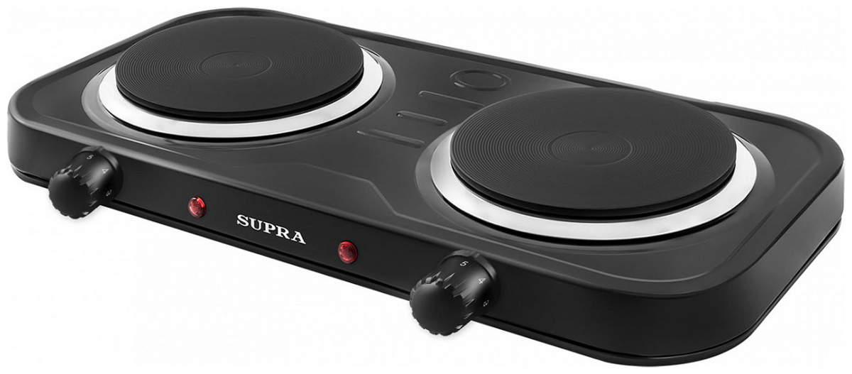 Изображение товара Электрическая настольная плита Supra HS-202 черная двухконфорочная