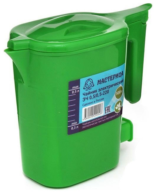 Чайник электрический Мастерица ЭЧ 0,5/0,5-220З зеленый чайник электрический мастерица эч 1 0 0 8 220з 1л пластик зеленый