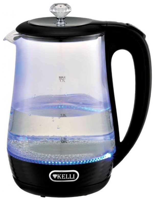 Изображение товара Электрический стеклянный чайник Kelli KL-1404 1.7Л чёрный с подсветкой