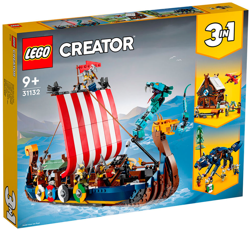 Конструктор Lego Creator Корабль викингов и Мидгардский змей 31132 конструктор lego creator 31109 пиратский корабль