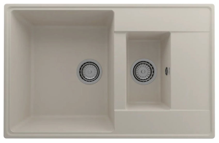 Изображение товара Кухонная мойка Ulgran Quartz Prima/лен прямоугольная с дополнительной чашей 780 мм