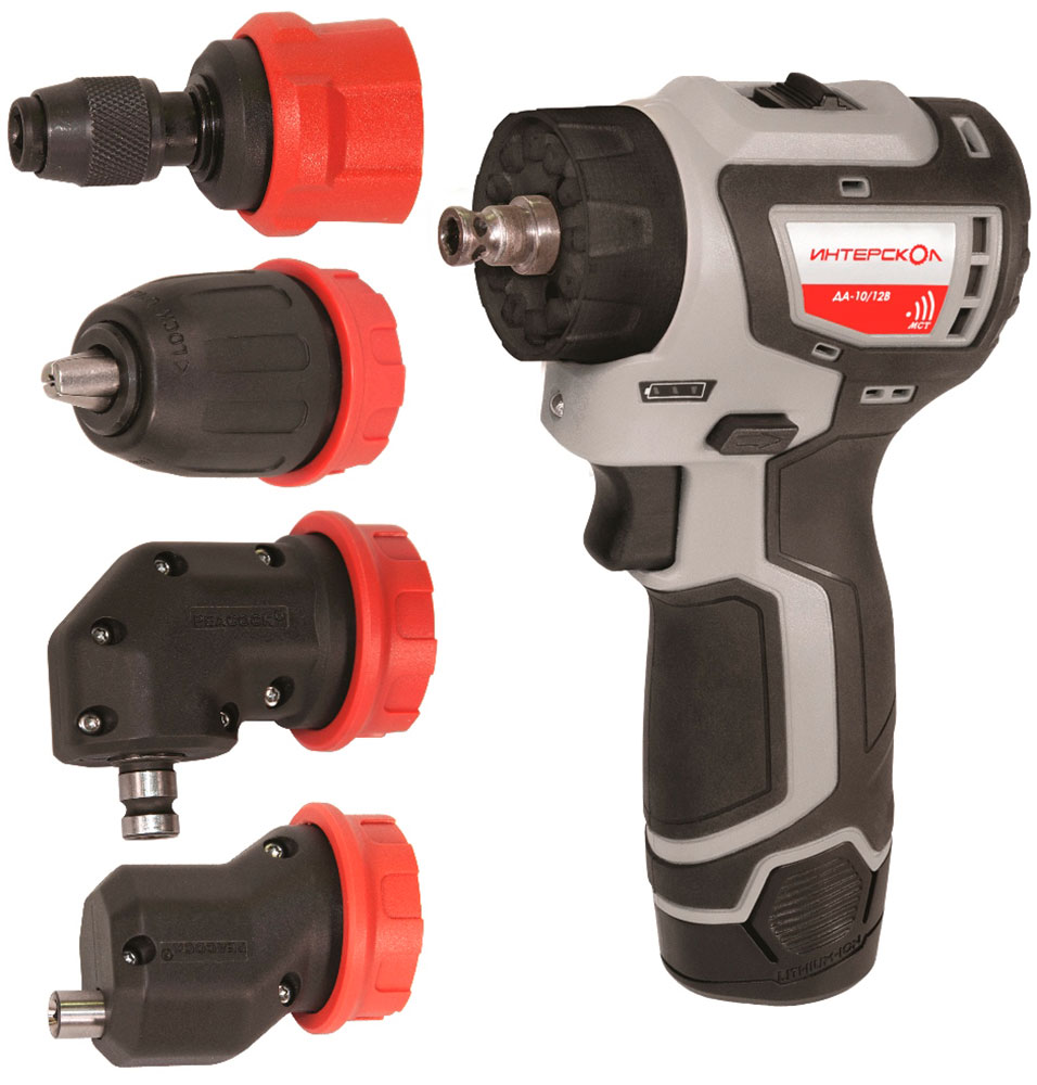 Дрель-шуруповерт аккумуляторная  Интерскол КомбиМАКС ДА-10/12В (687.2.2.79), кейс, 4 насадки, 2 АКБ, 2 Ач