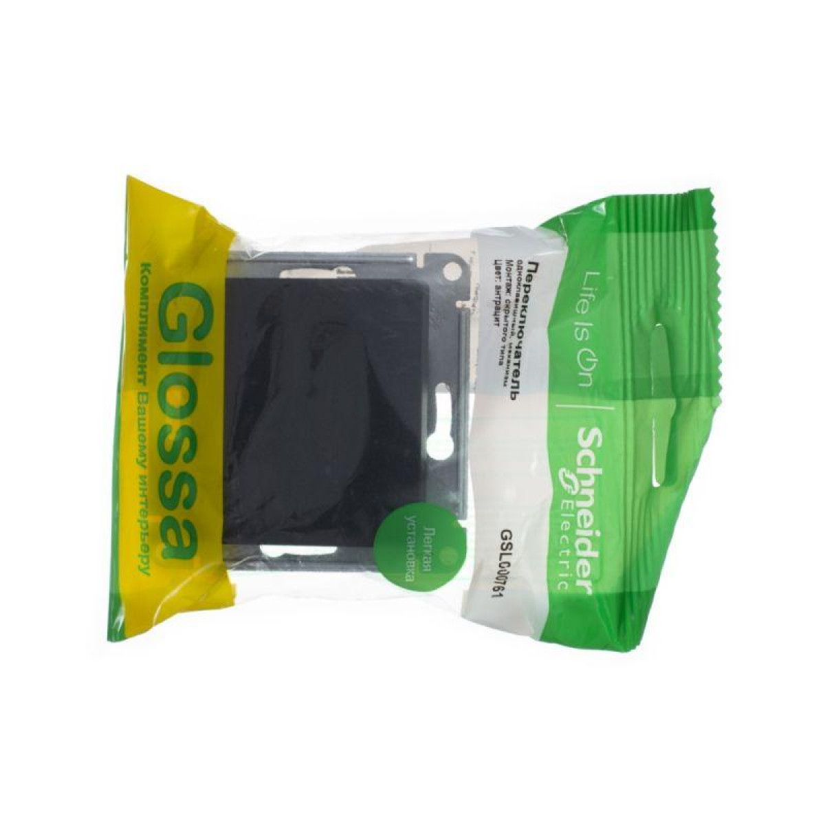 Изображение товара Выключатель проходной 1-кл. СП Glossa 10А IP20 антрацит Systeme Electric