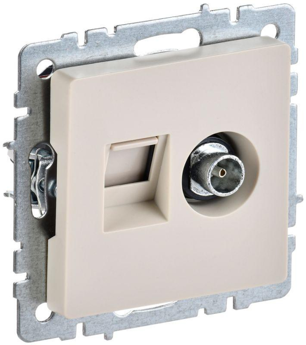 Изображение товара Розетка компьютерная и телевизионная IEK BRITE RJ45 и TV бежевый модел РТВ/РК12-БрКр