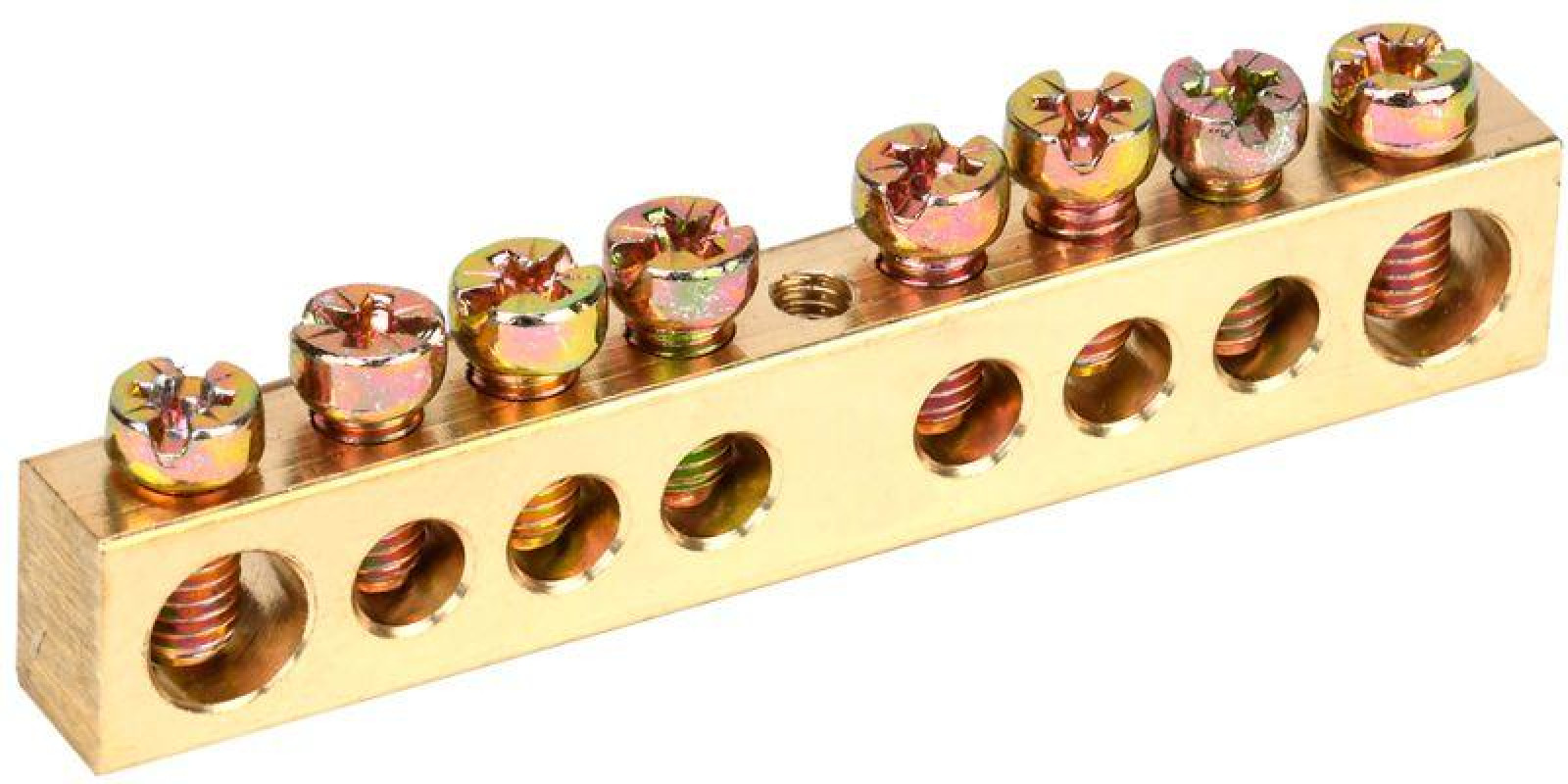 Изображение товара Изделия для электромонтажа IEK Шина PEN "земля-ноль" 8х12мм 8/1 (8групп/крепеж по центру)