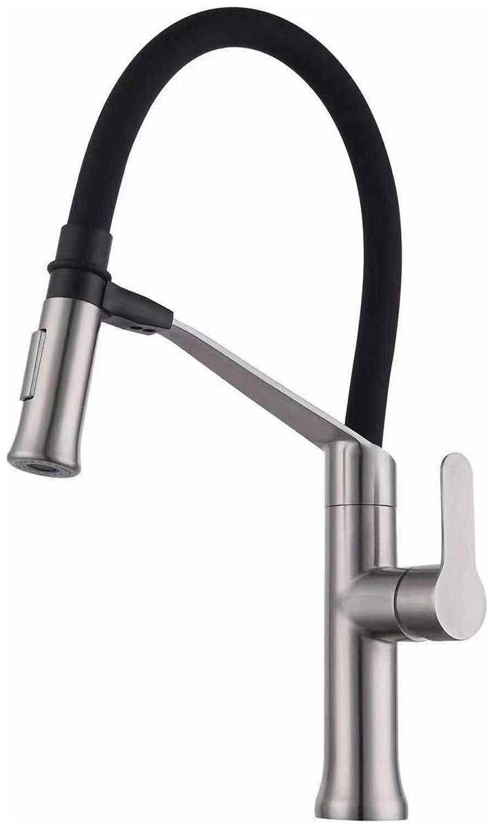 

Смеситель для кухонной мойки Savol с гибким изливом S-SUS6013-01, Сатин/черный