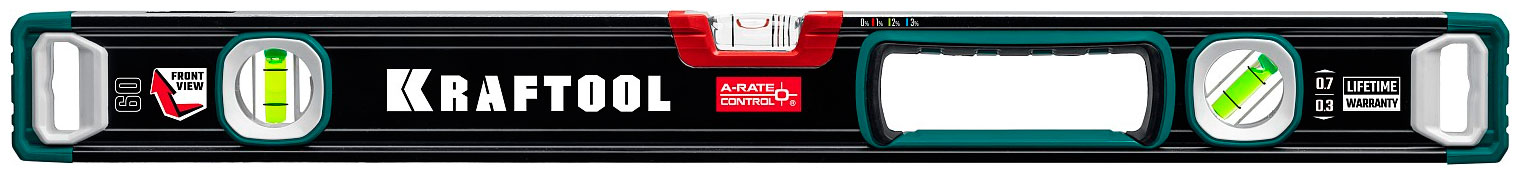 Изображение товара Купить сверхпрочный строительный уровень Kraftool 600 мм A-RATE CONTROL с зеркальной колбой