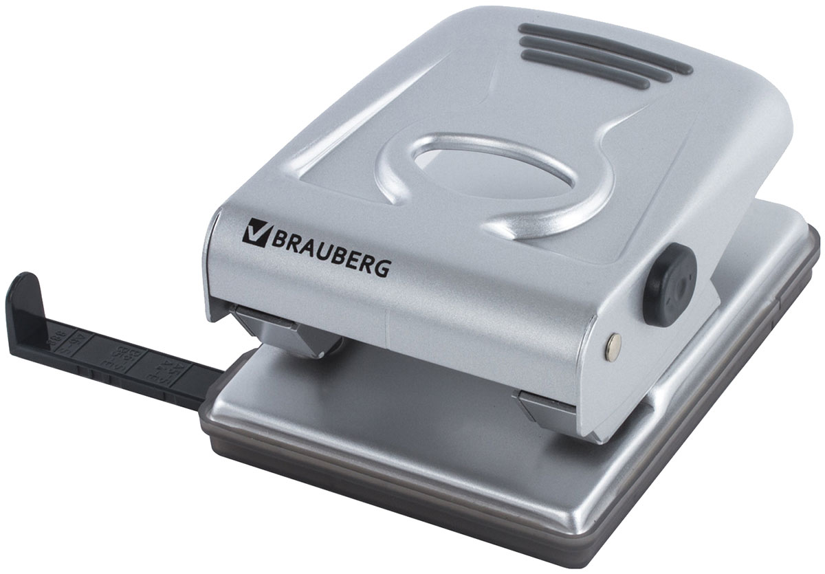 

Дырокол металлический Brauberg "Metallic", до 40 листов, серебристый, 224342
