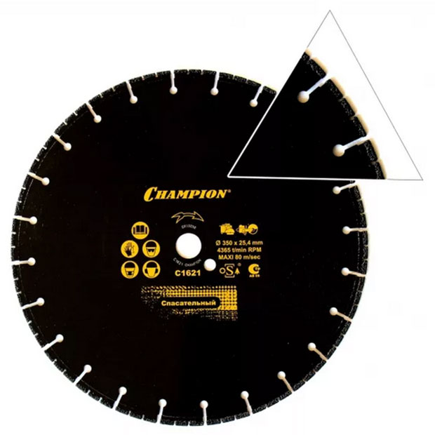 Изображение товара Диск алмазный Champion V-tech Multi Purpose PRO 350 мм универсальный Изображение товара Диск алмазный Champion V-tech Multi Purpose PRO 350 мм универсальный