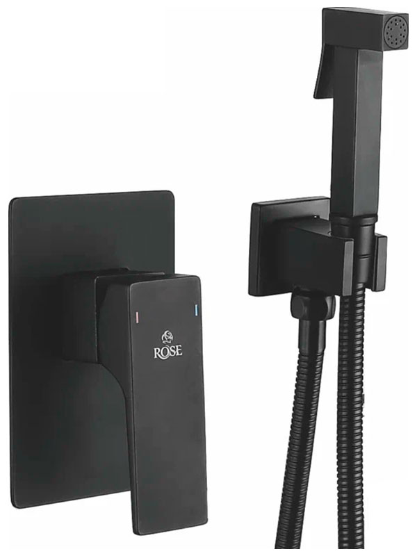 Изображение товара Гигиенический душ со смесителем Rose R10H черный современный стиль