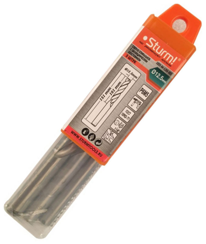 Изображение товара Сверло по металлу Sturm! 12.5х151 мм, сталь, 5 штук (1055-04-12S5-SS5)