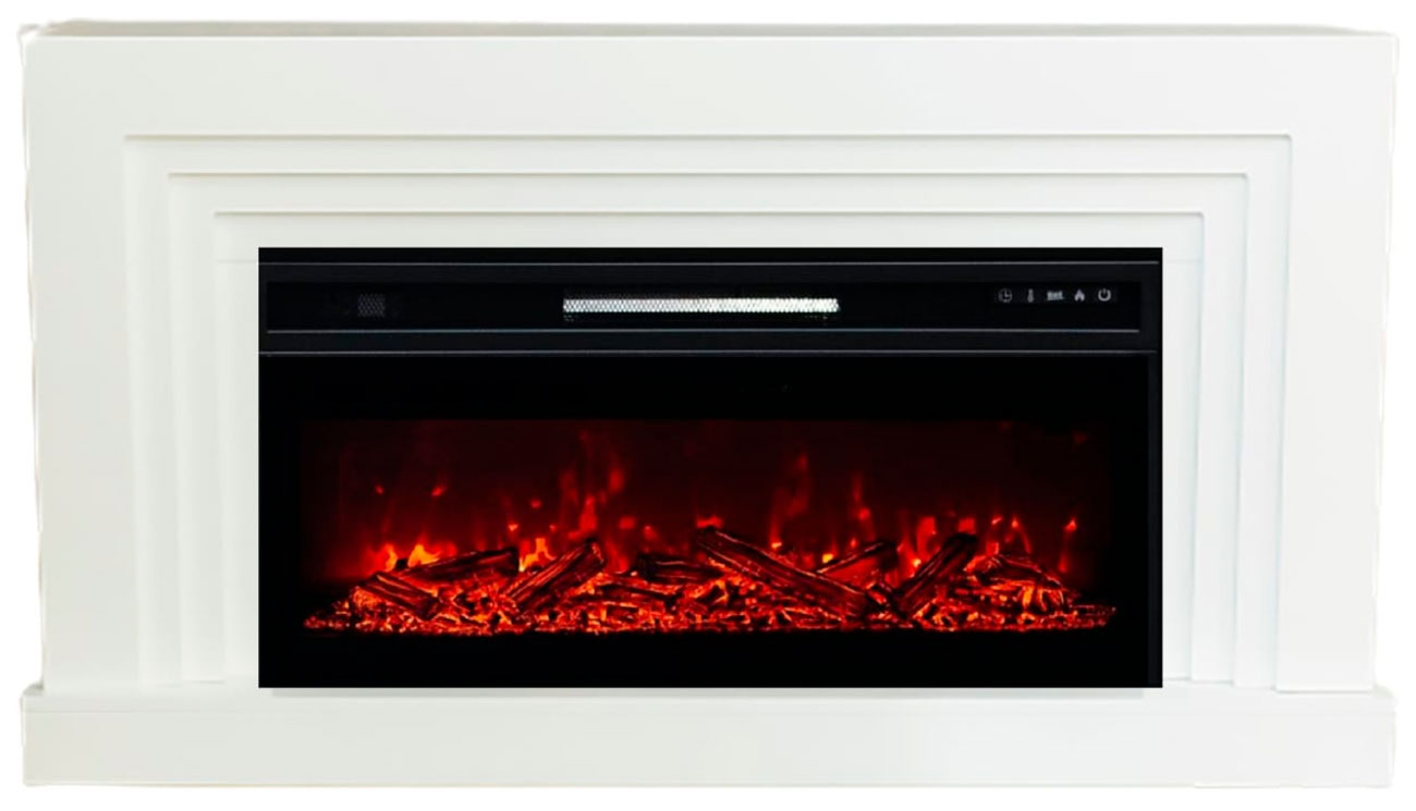 

Каминокомплект Elekam Delta с очагом Pulsar 38, белый с черным, разборный