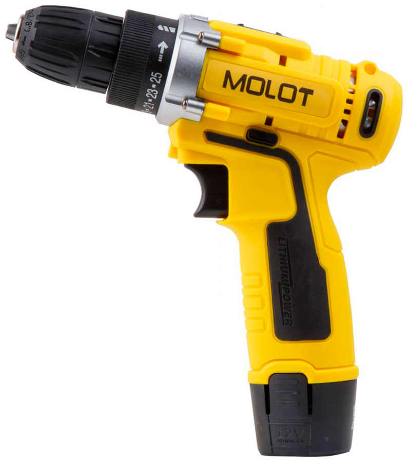 Изображение товара Аккумуляторная дрель-шуруповерт Molot MBD 1213-1 Li, 12 В, 20 мм, подсветка