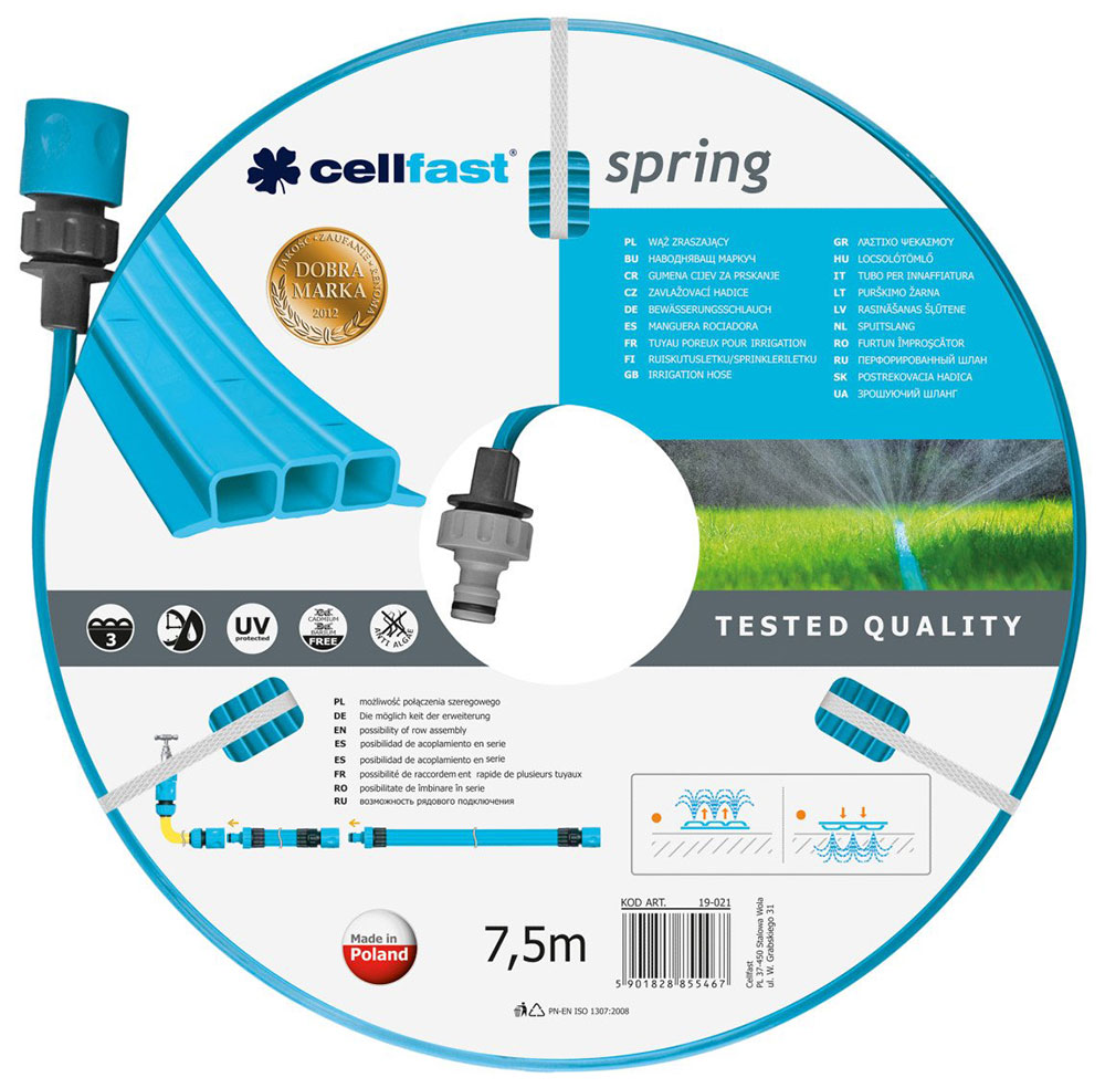 Изображение товара Перфорированный шланг Cellfast SPRING 1/2 7,5 м для системы полива