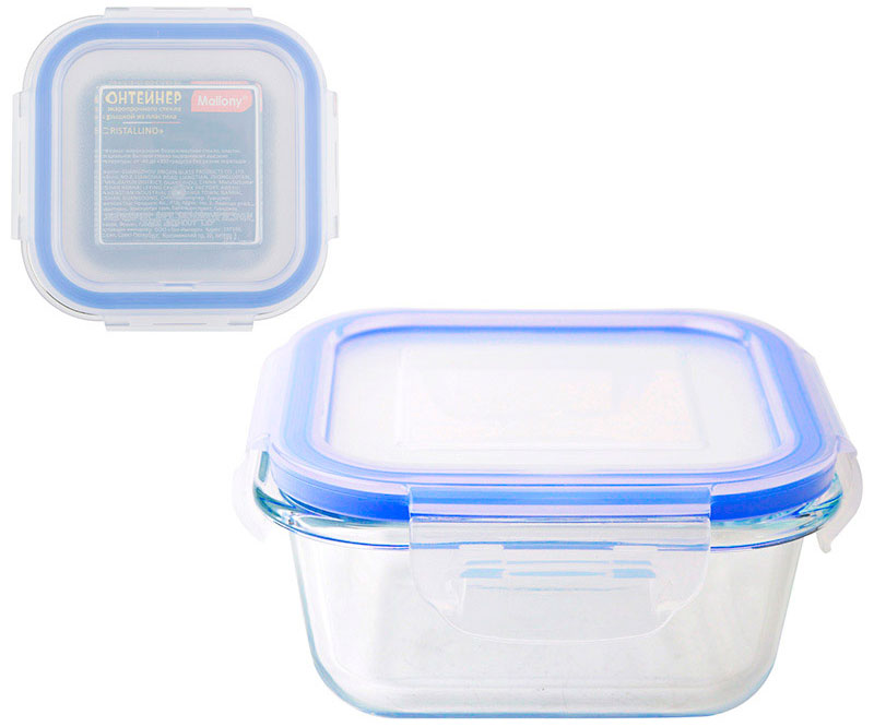 Изображение товара Контейнер из жаропрочного стекла Mallony CRISTALLINO, 800 мл, с пластиковой крышкой (003126)