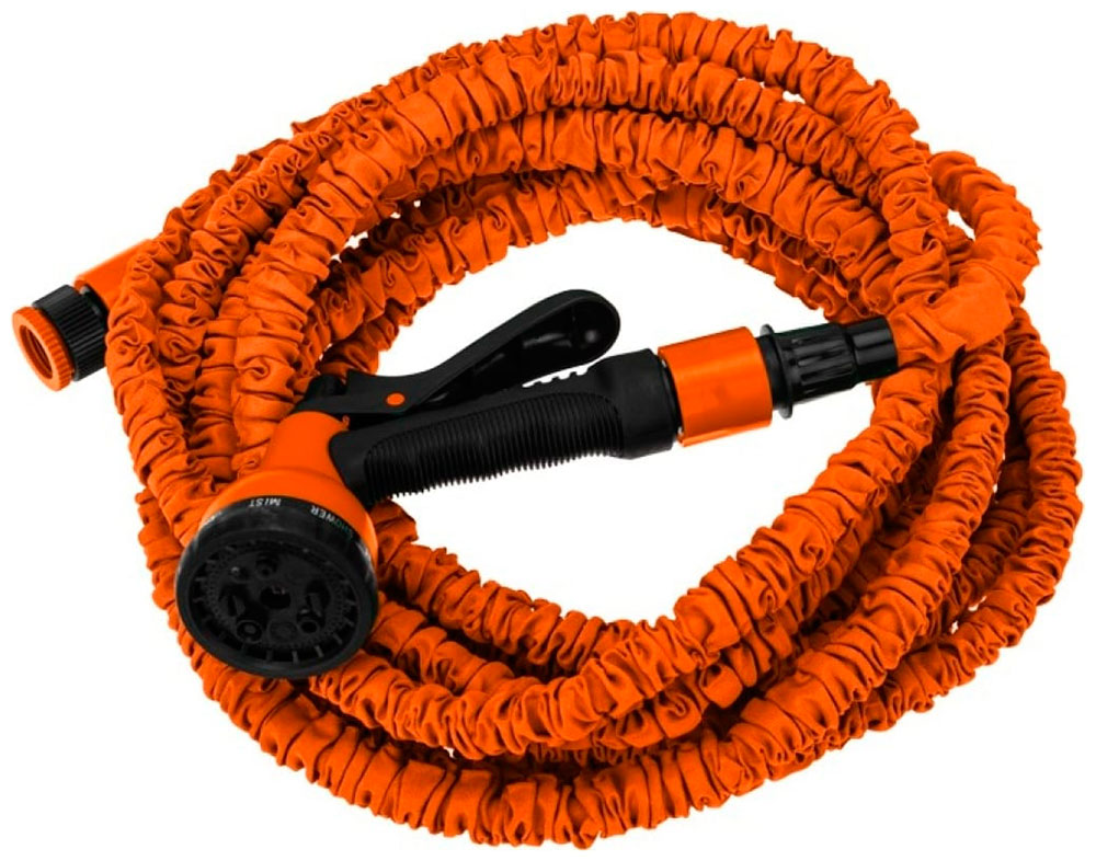 

Набор поливочный Четыре сезона растягивающийся шланг 20 м, пистолет 7 режимов, соединитель, Оранжевый