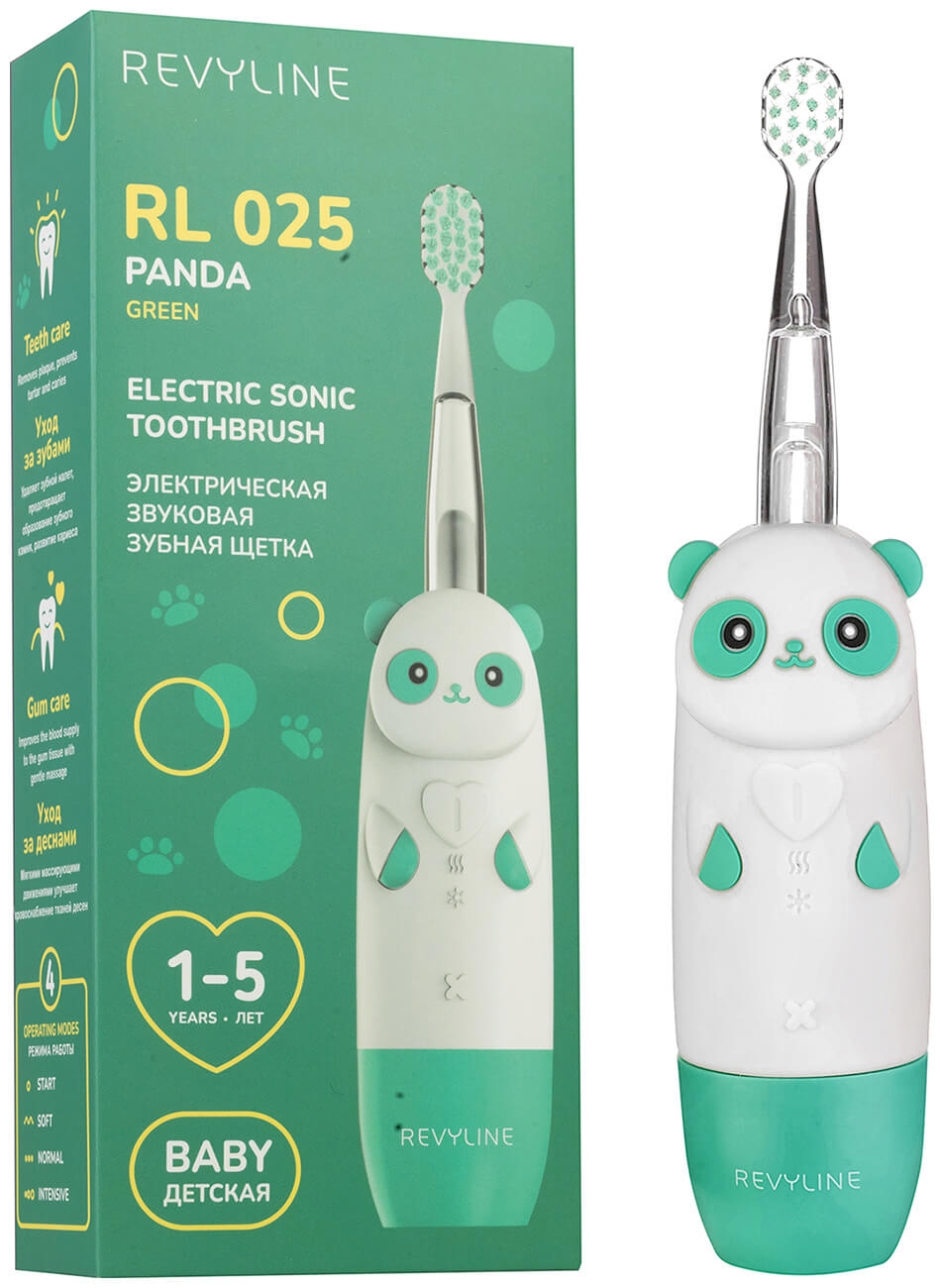 Электрическая зубная щетка Revyline RL 025 Baby Panda, зеленая Электрическая зубная щетка Revyline RL 025 Baby Panda, зеленая