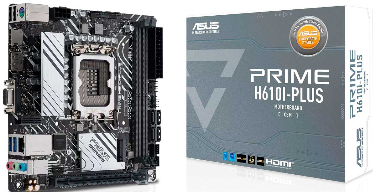 Изображение товара Материнская плата Asus PRIME H610I-PLUS-CSM для процессоров LGA1700, Mini-ITX