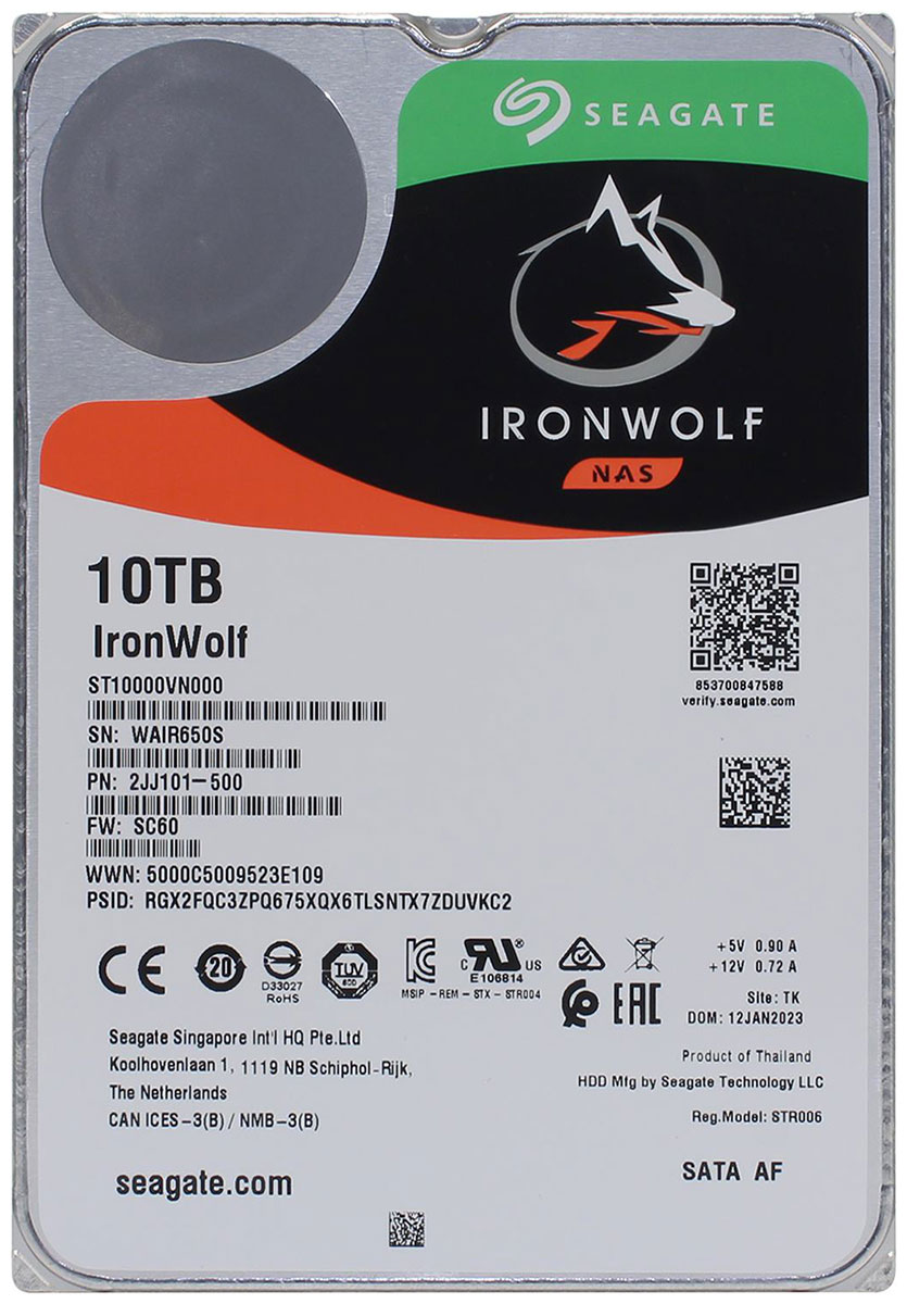 Изображение товара Жесткий диск Seagate 3.5 10Tb SATA III IronWolf 7200rpm 256 MB (ST10000VN000)