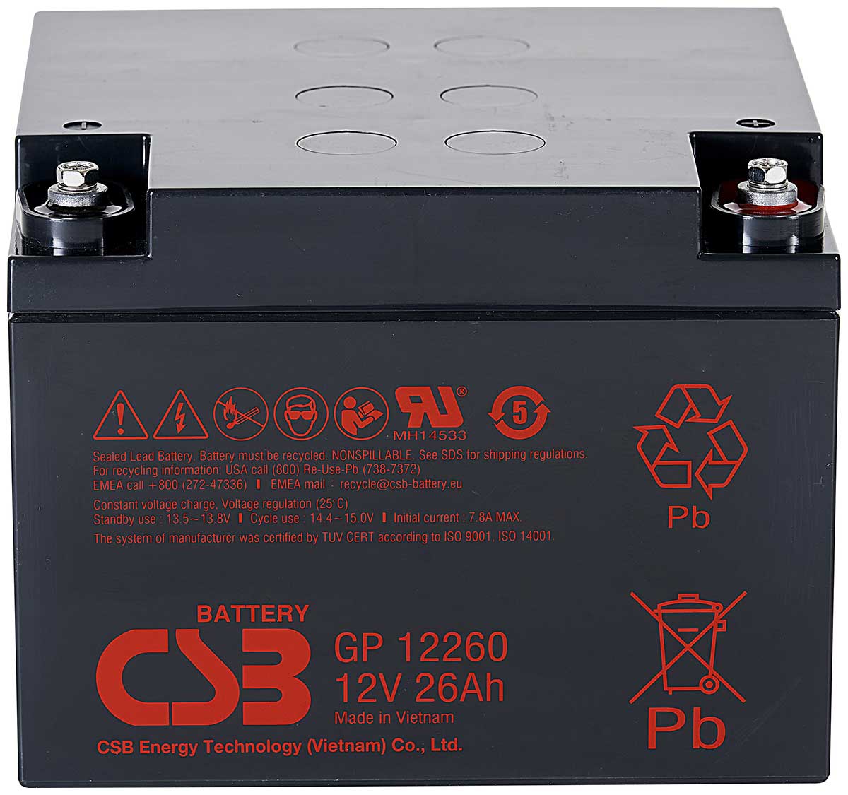 Изображение товара Аккумуляторная батарея для ИБП CSB GP12260 (12В, 26Ач)