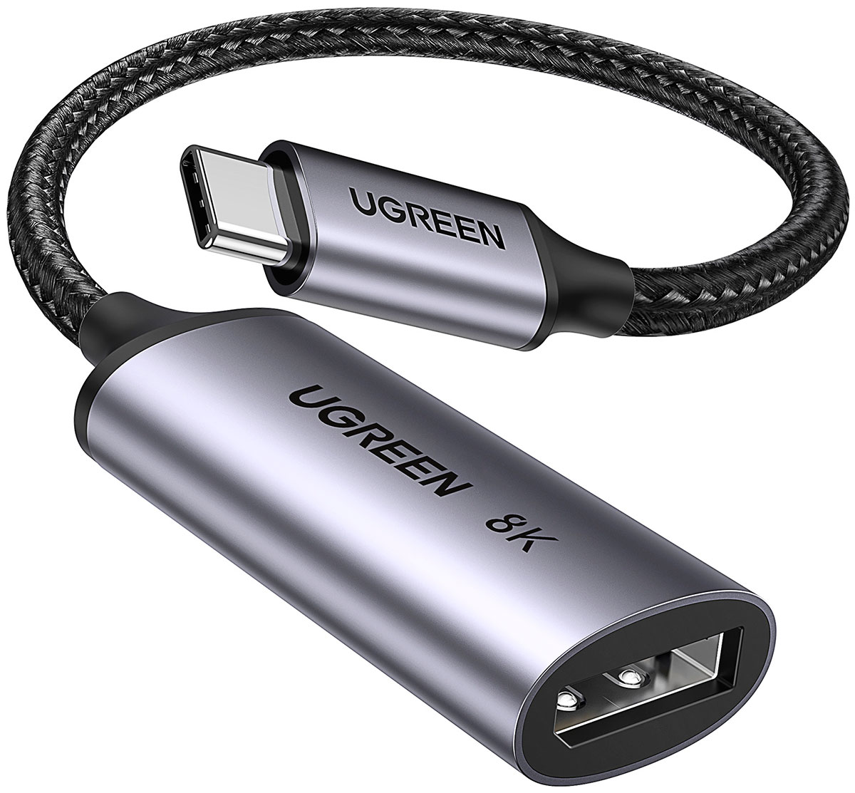 Изображение товара Адаптер Ugreen CM654 (15575) USB-C to DisplayPort 8K@60Hz, 10 см., серый