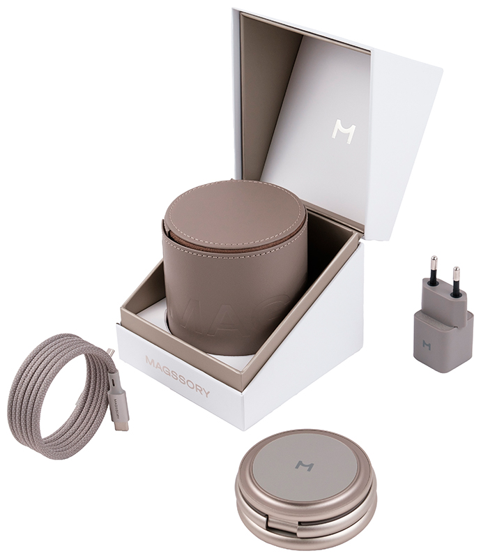 

Складное беспроводное зарядное устройство Magssory Disc Signature Edition, 3 в 1 для Samsung, с магнитами, titan (WCH053), Титан