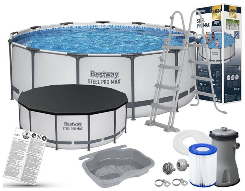 Изображение товара Бассейн каркасный BestWay Steel Pro Max, круглый, 396х122 см, 12690 л, полный комплект (5618W)