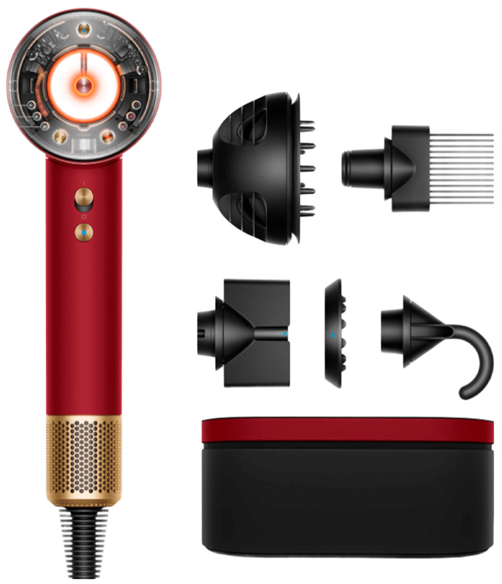 Изображение товара Фен Dyson Nural HD16 в цвете Red Velvet/Gold