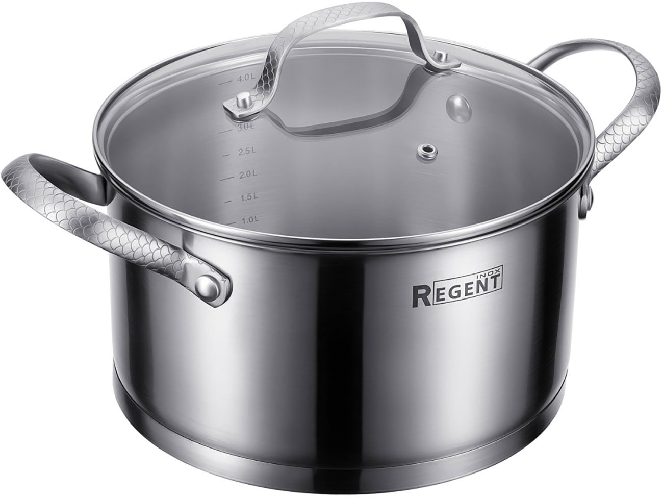 Изображение товара Кастрюля индукционная со стеклянной крышкой Regent Inox Linea Sirena, 4.5 л, металлик (65-0422)