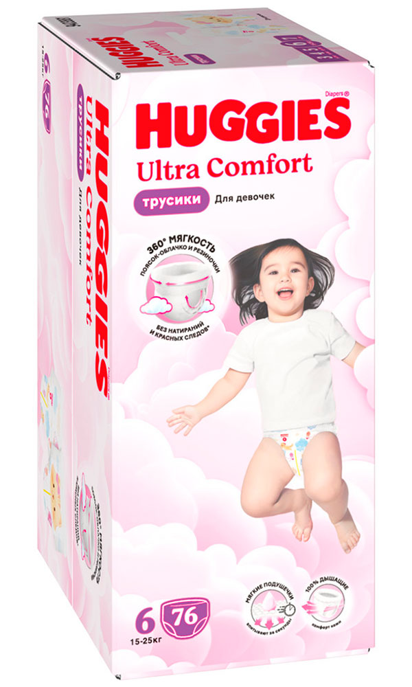 Изображение товара Подгузники-трусики Huggies Ultra Comfort 6 для девочек 15-25 кг 76 шт