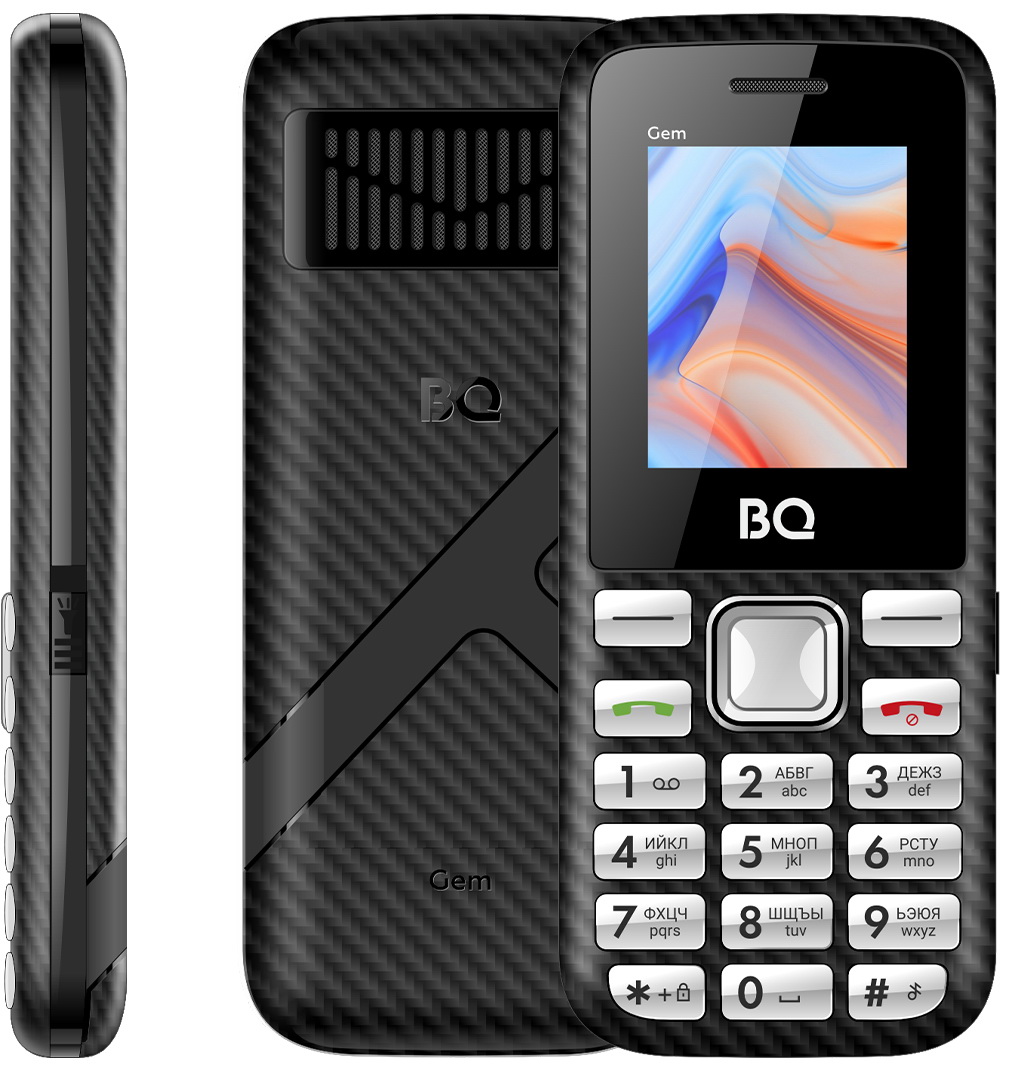Изображение товара Мобильный телефон BQ 1860 Gem Black с двумя SIM, FM, MicroSD, яркий фонарик