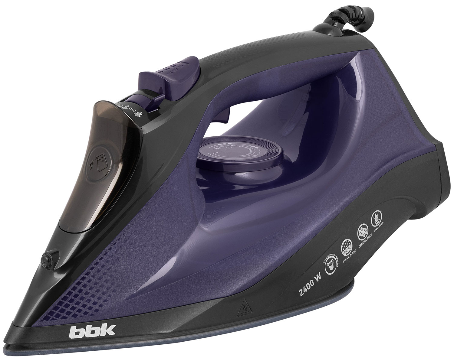 Утюг BBK ISE-2413, черный/фиолетовый