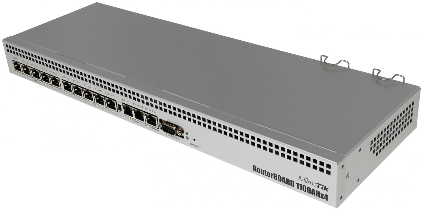 Изображение товара Коммутатор MikroTik RB1100AHx4, 13*10/100/1000 LAN, microSD, dual PSU, 1U (RB1100x4) Изображение товара Коммутатор MikroTik RB1100AHx4, 13*10/100/1000 LAN, microSD, dual PSU, 1U (RB1100x4)