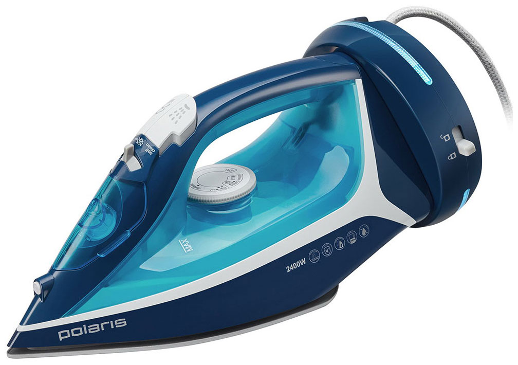 

Утюг для одежды с отпаривателем Polaris PIR 2444K Cord[LESS], Синий/белый
