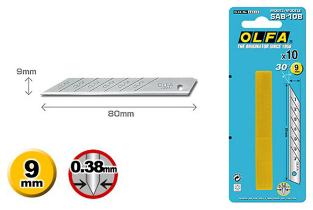 Изображение товара Лезвие Olfa сегментированное для графических работ, 9х80х0,38мм, 10шт