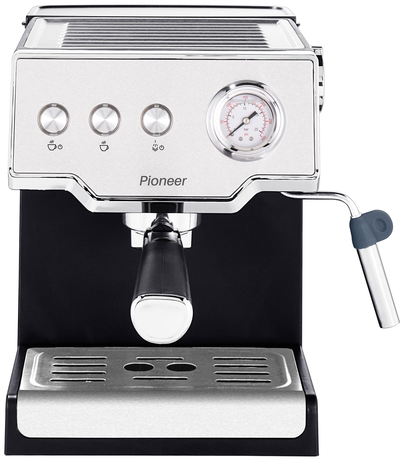 Кофеварка Pioneer CM112P черный с серебристым кофеварка pioneer home pioneer cm112p рожкового типа