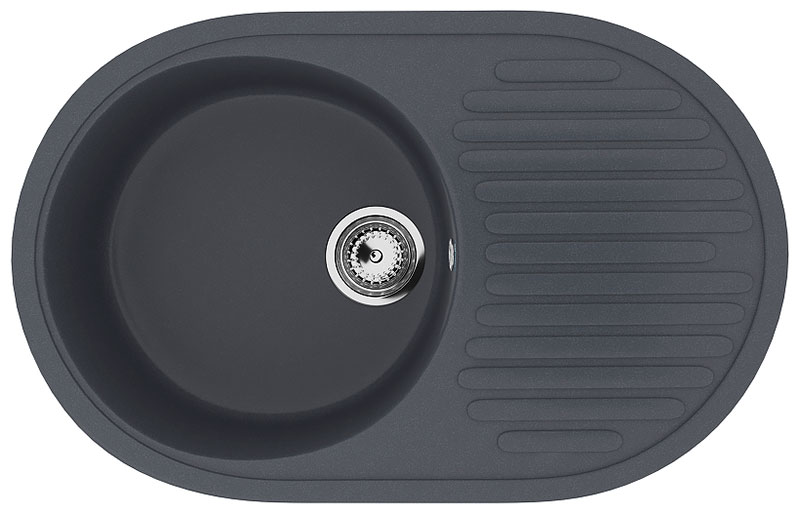 Изображение товара Кухонная мойка Ulgran U-107 антрацит кварцевый композит врезная овальная