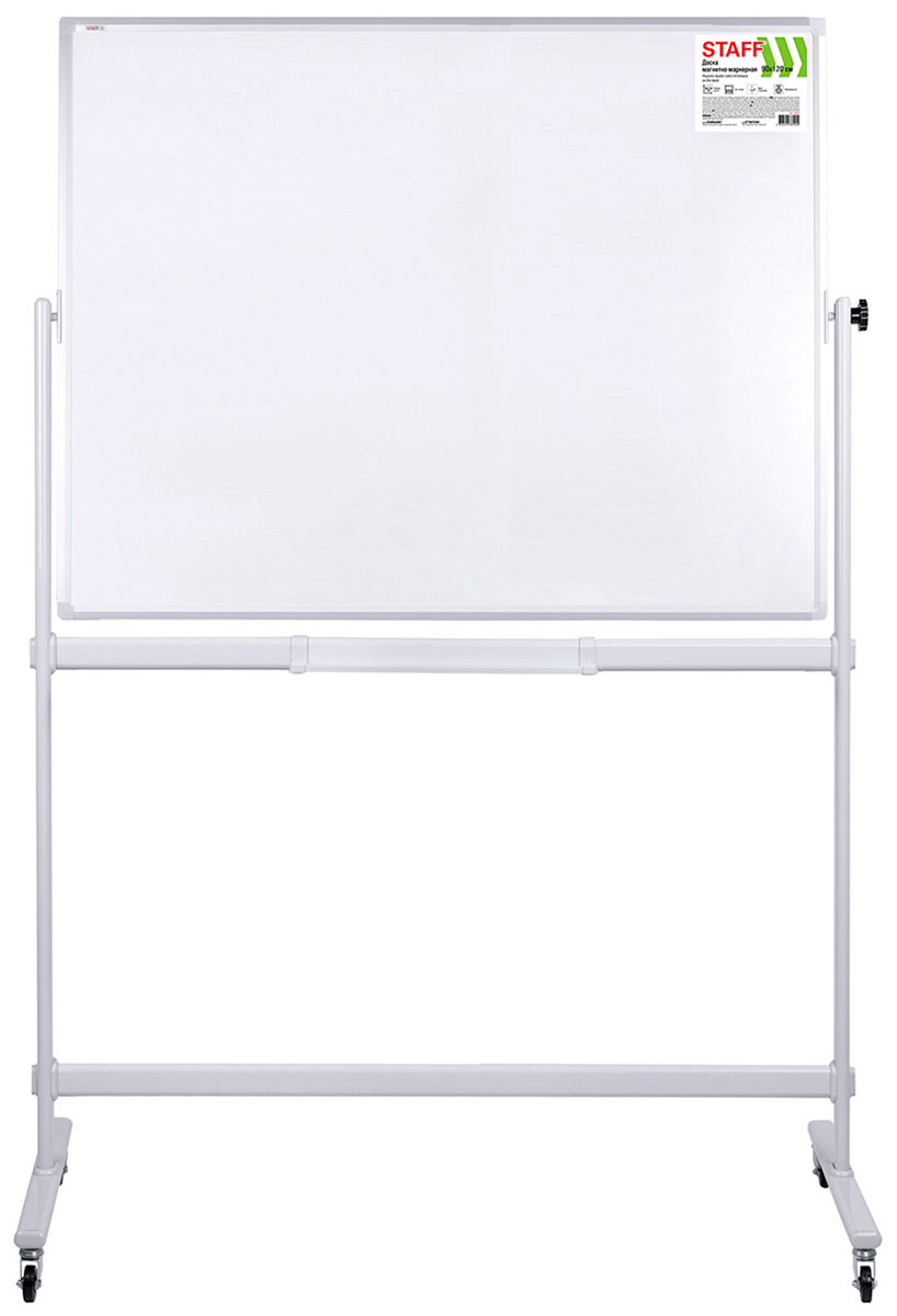Изображение товара Мобильная двусторонняя магнитно-маркерная доска Staff 90x120 см с вращением и колесиками