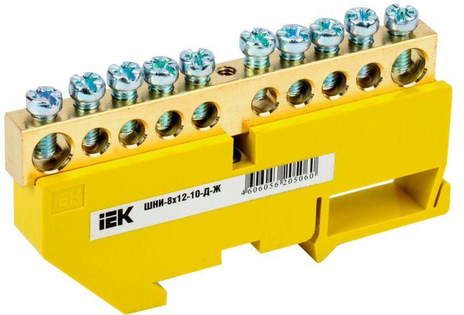 Изображение товара Шина PE земля ШНИ-8х12-10-Д-Ж IEK для электромонтажа на DIN-изоляторе