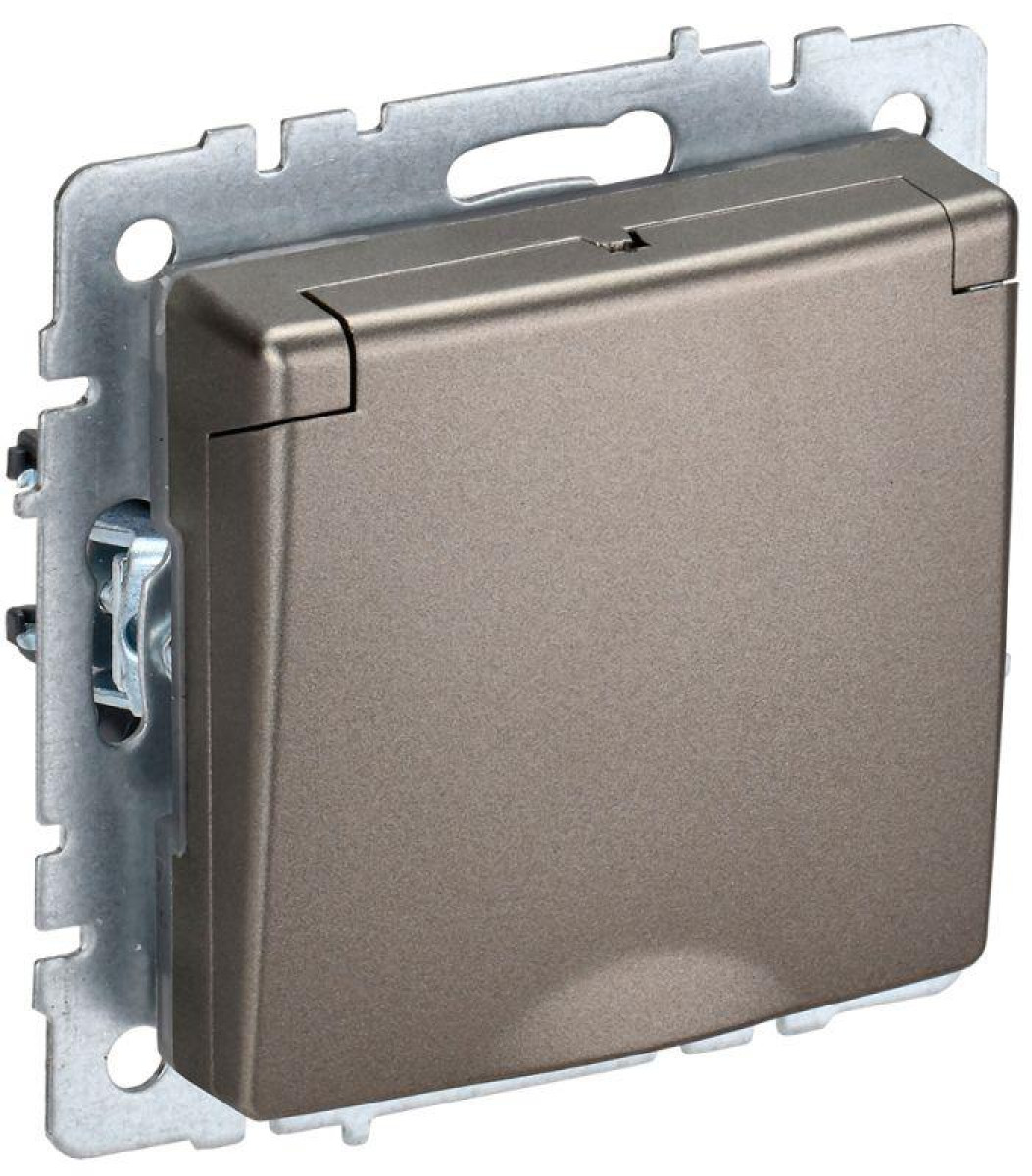 Изображение товара Розетка IEK BRITE IP44 с заземлением и крышкой шампань 16А, встраиваемая