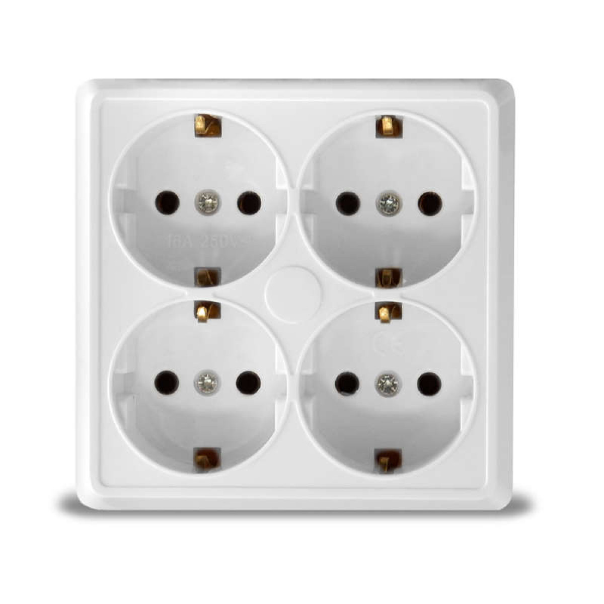 Изображение товара Розетки Универсал Розетка 4-м ОП Олимп с заземл. квадрат бел. UNIVersal